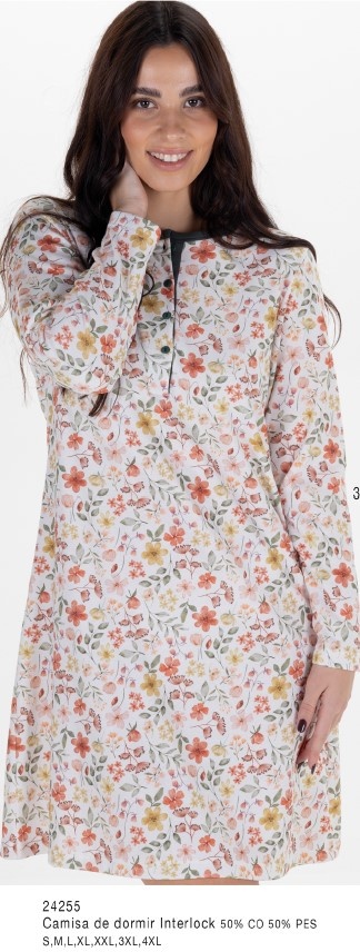Camisa de Dormir - refª 24255 - Interlock  - R&A (inverno)