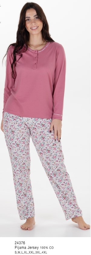 Pijama Senhora - jersey  refª 24376 - R&A (inverno)