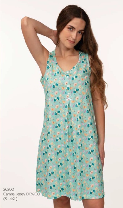 Camisa de Dormir alças - refª 26200 - 100% algodão - R&A (verão 2026)