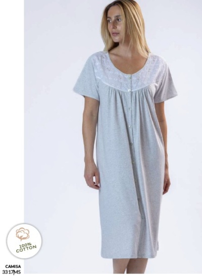Camisa de Dormir - refª 3317MS - 100% algodão - Mira (verão 2026)
