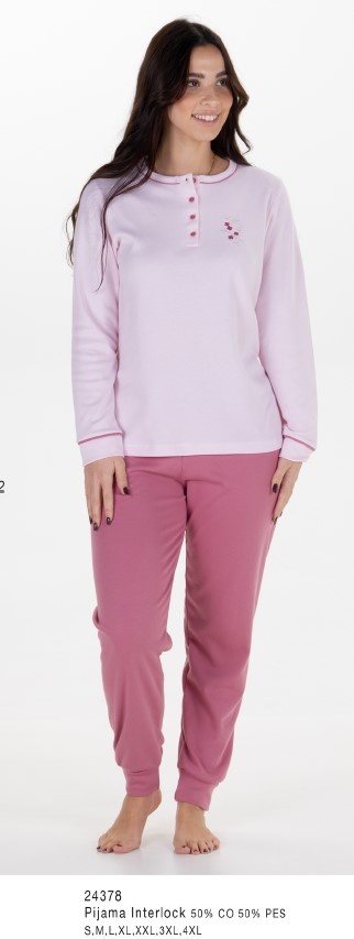 Pijama Senhora - interlock refª 24378 - R&A (inverno)