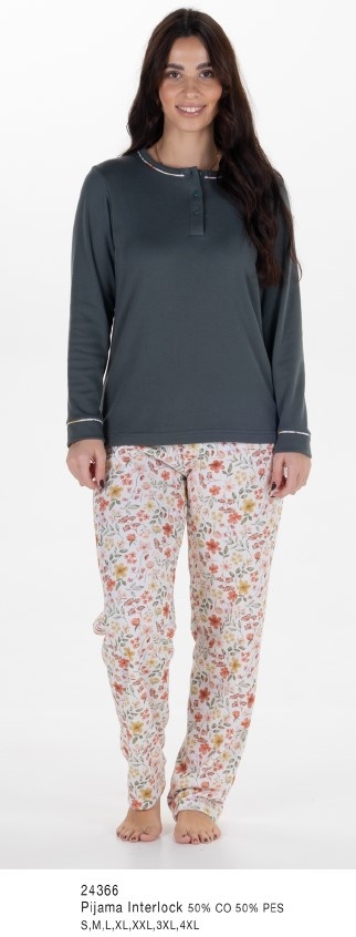 Pijama Senhora - interlock refª 24366 - R&A (inverno)