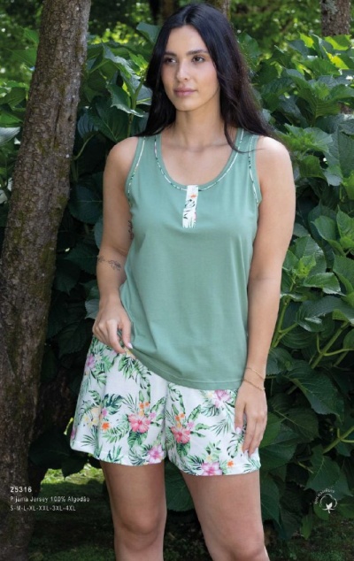 Pijama de calção e alças senhora ref 25316 R&A (verão)