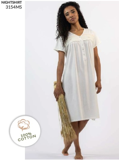 Camisa de Dormir - refª 3154MS - 100% algodão- Mira (verão)