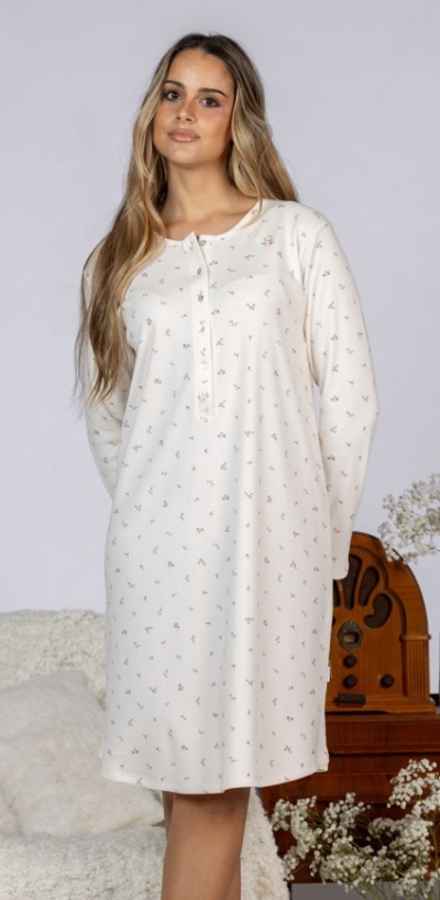 Camisa de Dormir - refª 3242 - interlock cardada - Mira (inverno 2025)