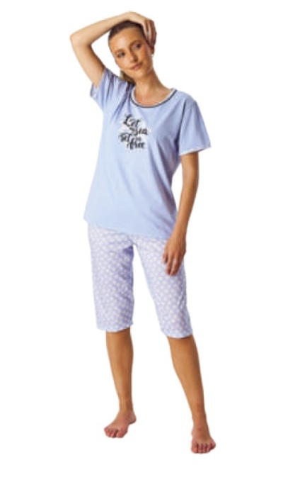 Pijama de calção pirata senhora ref 8040-P D&L 100% algodão (verão 2026)
