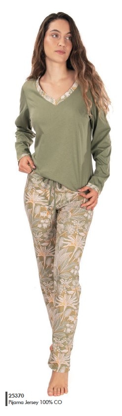 Pijama Senhora jersey - refª 25370 - R&A - 100% algodão (inverno 2025)