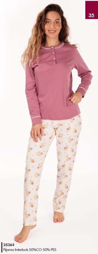Pijama Senhora interlock cardado - refª 25364 - R&A (inverno 2025)
