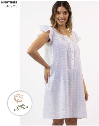 Camisa de Dormir - refª 3182MS - 100% algodão - Mira (verão)