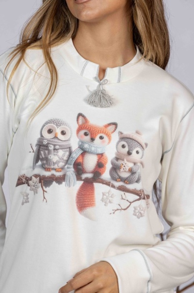 Pijama senhora ref 8453 Mira - interlock cardado - (inverno 2025)