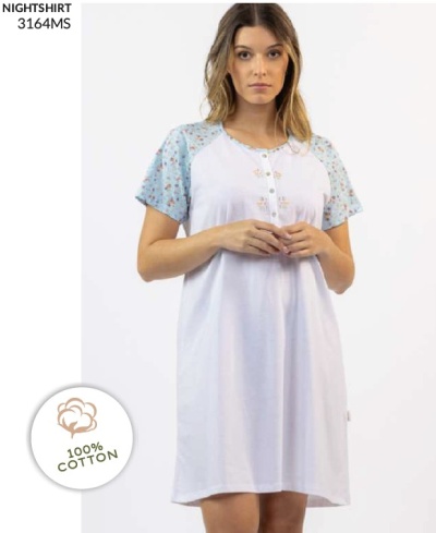 Camisa de Dormir - refª 3164MS - 100% algodão - Mira (verão)