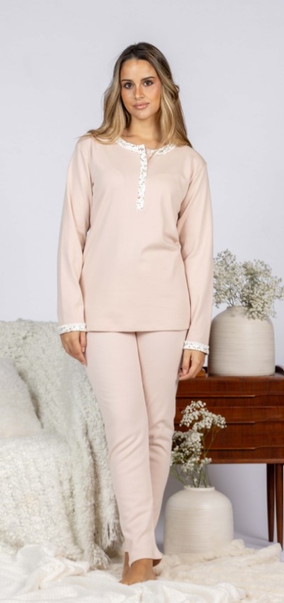 Pijama senhora ref 8443 Mira - interlock cardado - (inverno 2025)
