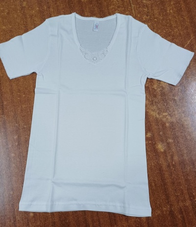 Camisola interior bordada senhora c/manga curta - ref 556F - MC