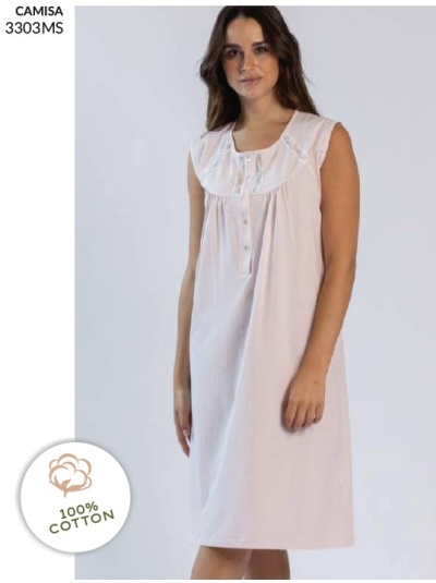 Camisa de Dormir - refª 3303MS - 100% algodão - Mira (verão 2026)