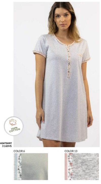 Camisa de Dormir - refª 3168MS - 100% algodão - Mira (verão)