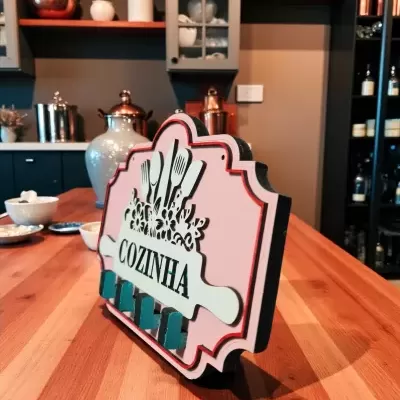 Placa Decorativa de Cozinha com Ganchos