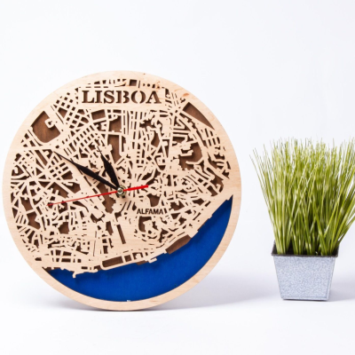Relógio exclusivo do mapa de Lisboa