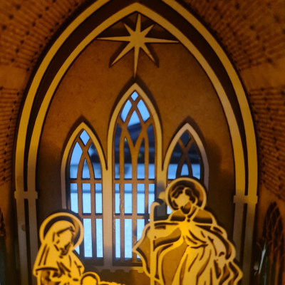 Presépio de Natal forma de igreja