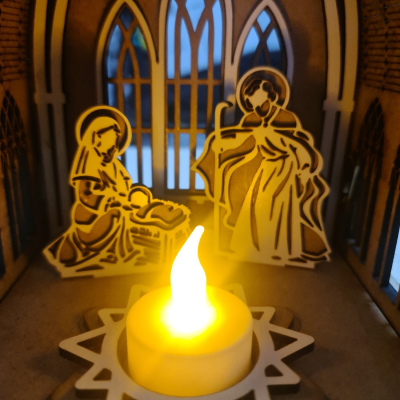 Presépio de Natal forma de igreja