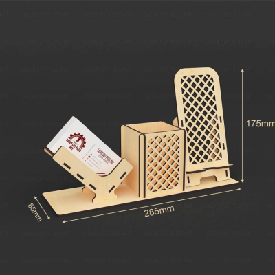 Organizador de secretária com suporte telemovel e cartões