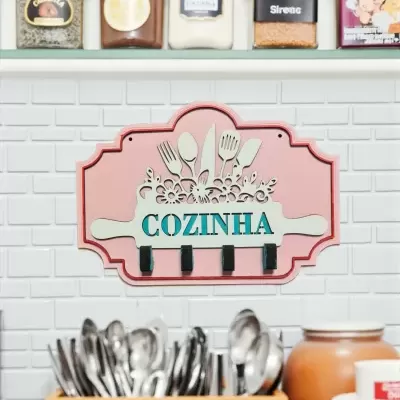 Placa Decorativa de Cozinha com Ganchos