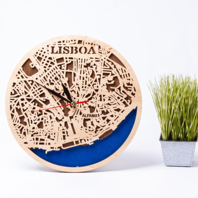 Relógio exclusivo do mapa de Lisboa
