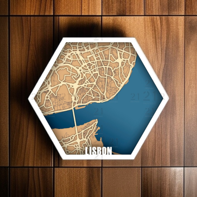 Mapas de Lisboa e Porto vista em 3D Quadros decorativos