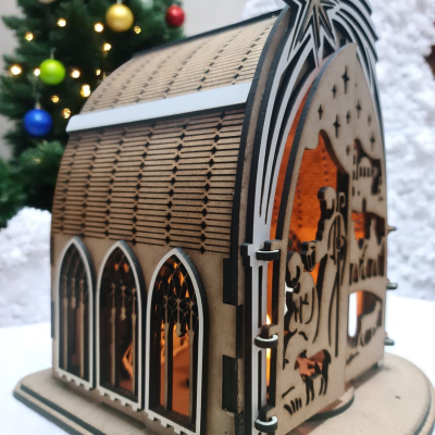 Presépio de Natal forma de igreja