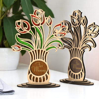 Vaso decorativo tulipas Dia da Mãe