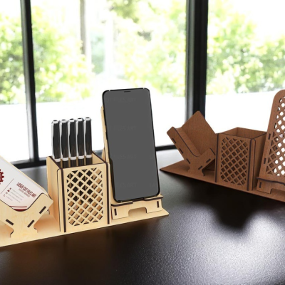 Organizador de secretária com suporte telemovel e cartões