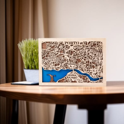 Mapas de Lisboa e Porto vista em 3D Quadros decorativos