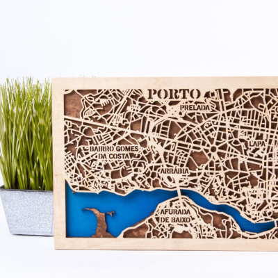 Mapas de Lisboa e Porto vista em 3D Quadros decorativos