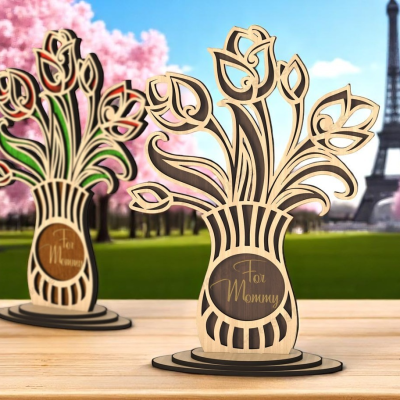 Vaso decorativo tulipas Dia da Mãe