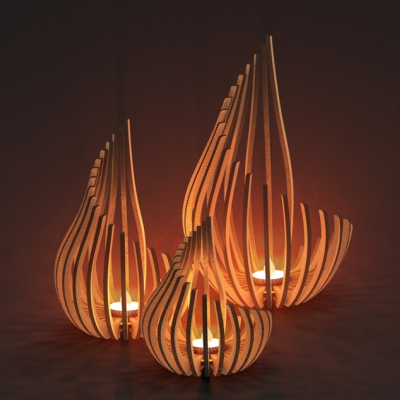 Porta velas em tiras