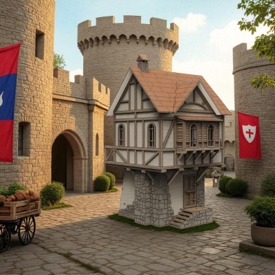 Casinha medieval de bonecas