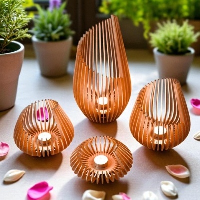 Porta velas em tiras