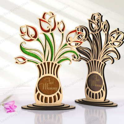 Vaso decorativo tulipas Dia da Mãe