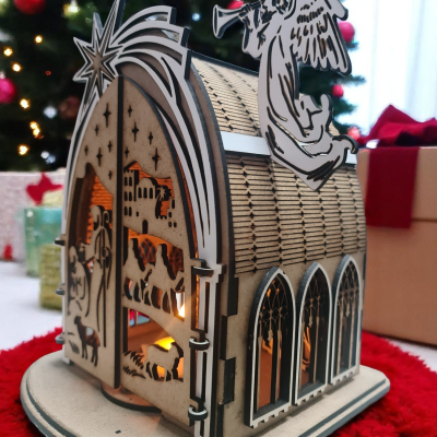 Presépio de Natal forma de igreja