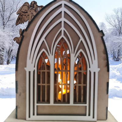 Presépio de Natal forma de igreja