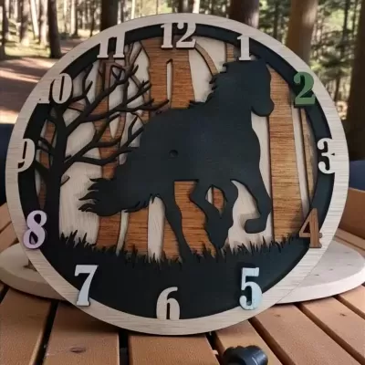 Relógio Rustico com Cavalo