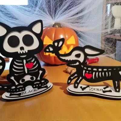 Plaquinhas de esqueletos Halloween