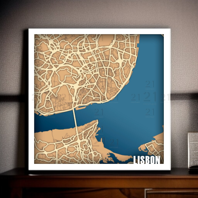 Mapas de Lisboa e Porto vista em 3D Quadros decorativos
