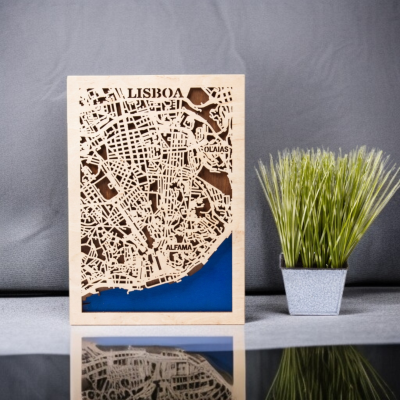 Mapas de Lisboa e Porto vista em 3D Quadros decorativos