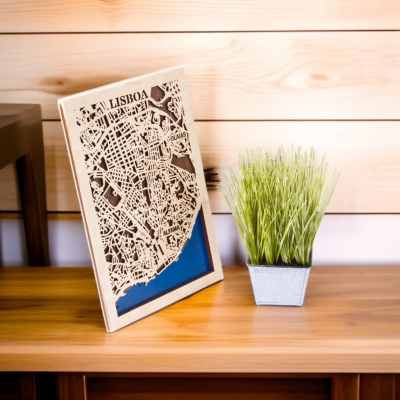 Mapas de Lisboa e Porto vista em 3D Quadros decorativos