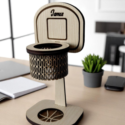 Organizador de canetas formato Cesto de Basquete