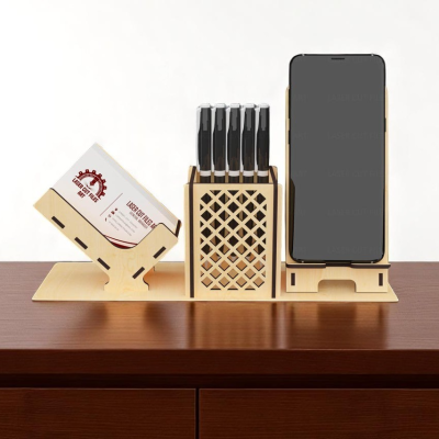 Organizador de secretária com suporte telemovel e cartões