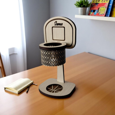 Organizador de canetas formato Cesto de Basquete
