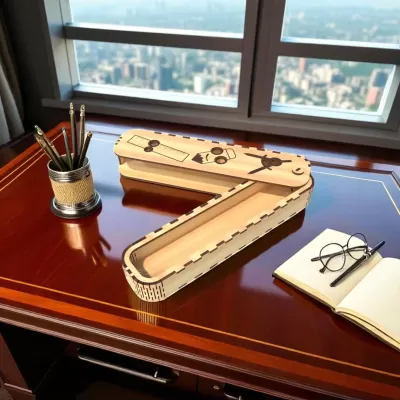 Estojo escolar de madeira