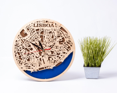 Relógio exclusivo do mapa de Lisboa