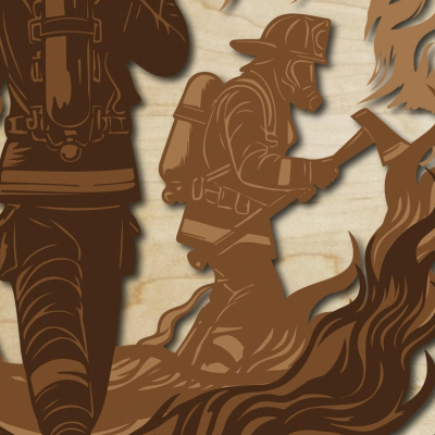 Quadro em 3D de 3 camadas tributo aos Bombeiros